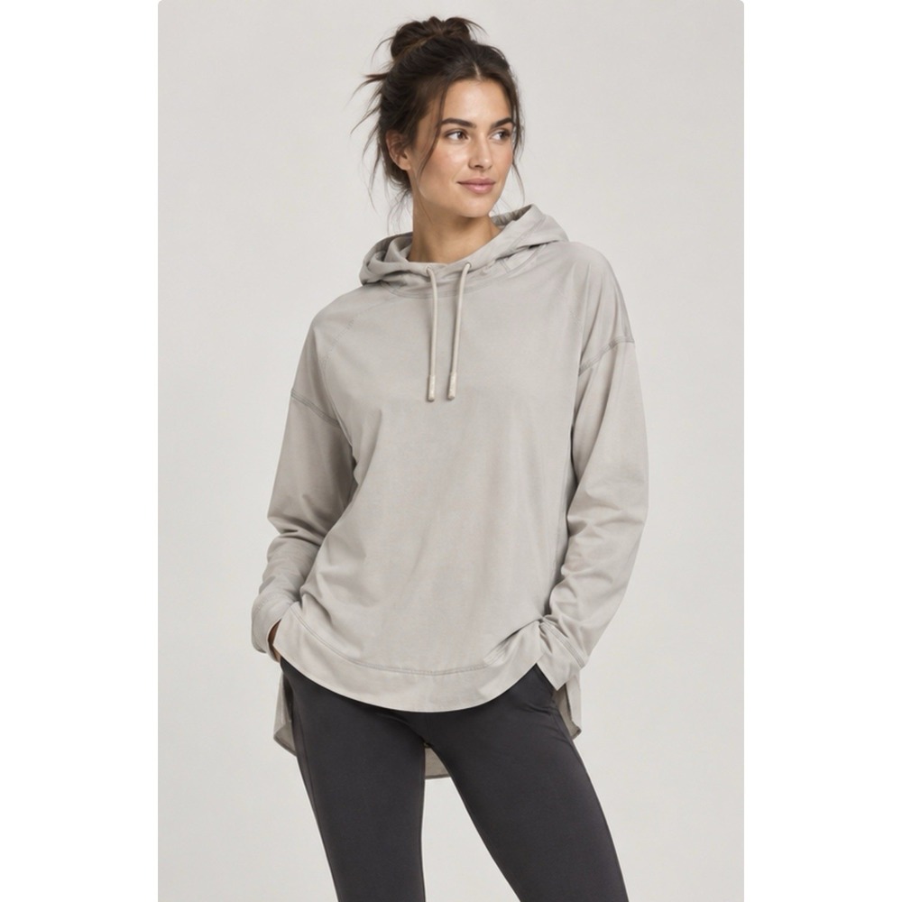 RLX Ralph Lauren Featherweight Hoodie Women L Greige Performance Golf - Logo